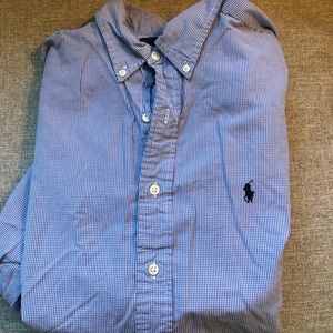 Men’s Ralph Lauren blue checkered polo, work shirt, business shirt, dress shirt